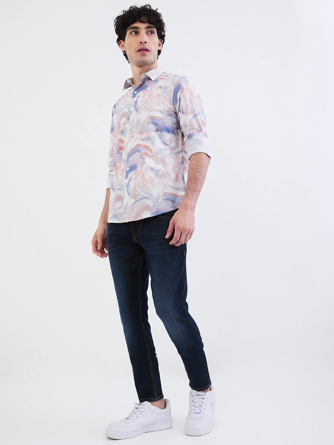 Men Jeans Slim Fit Dark Blue Mid Rise - Image 5