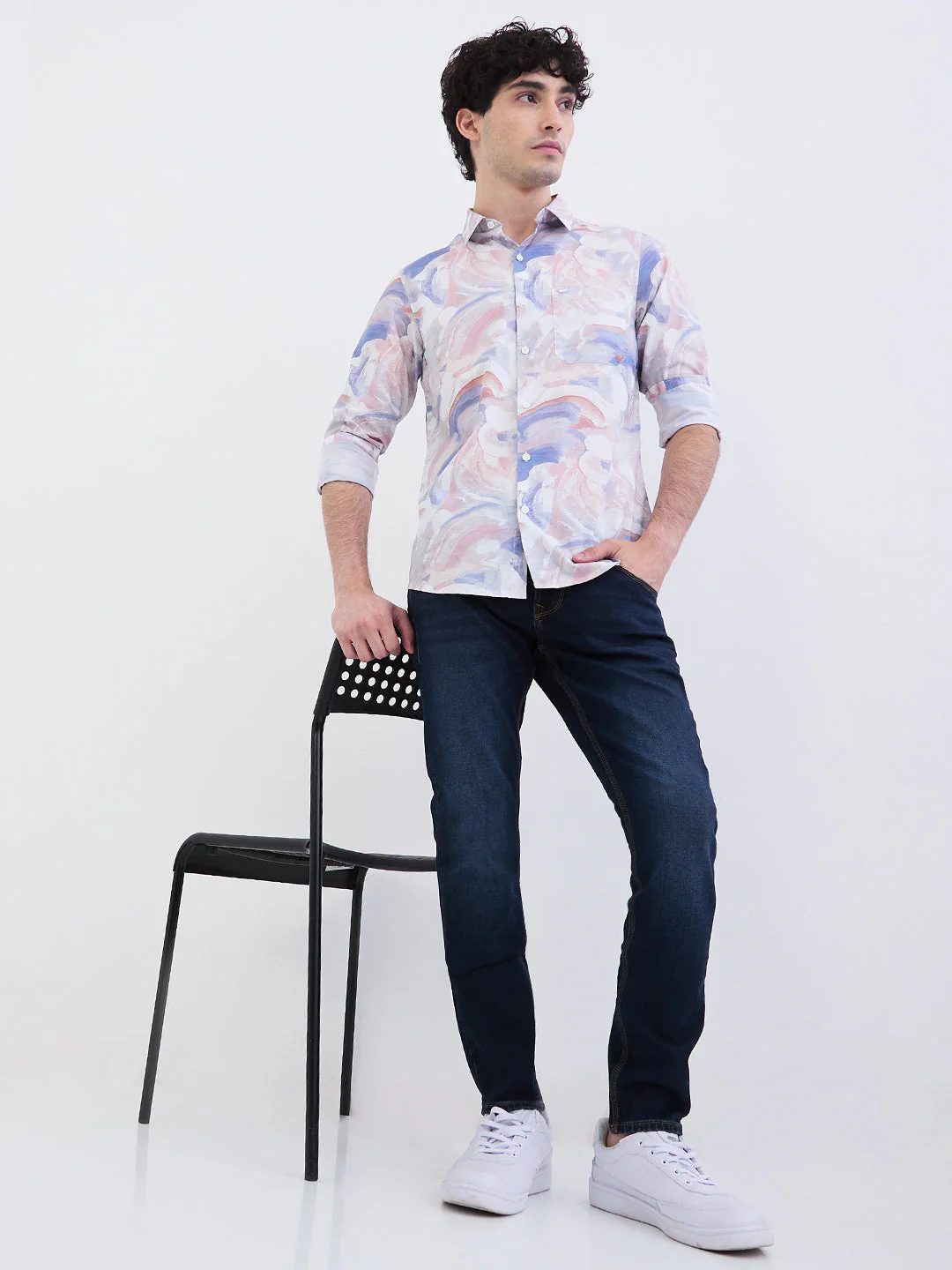 Men Jeans Slim Fit Dark Blue Mid Rise - Image 7