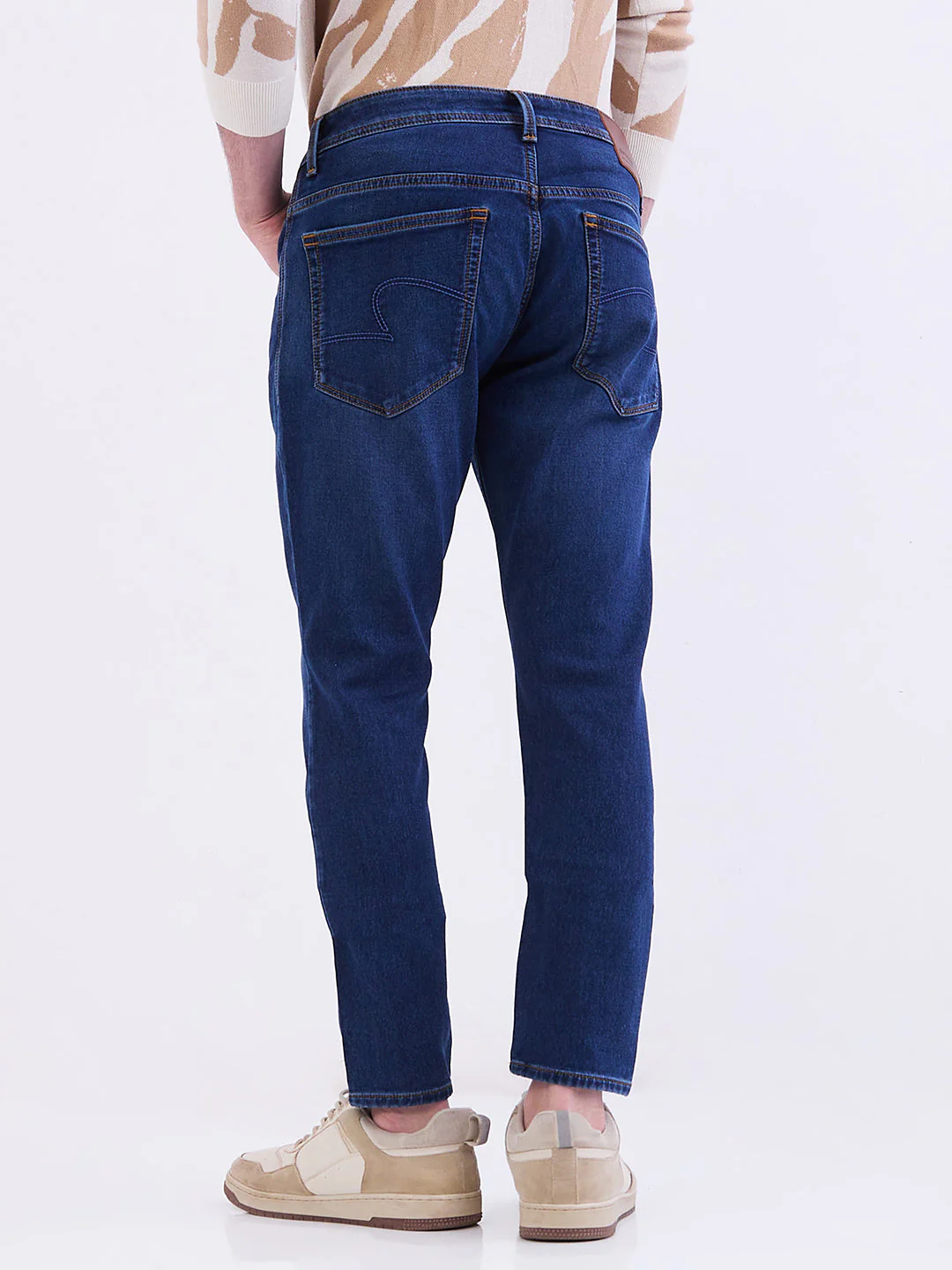 Men Jeans Slim Fit Dark Blue Mid Rise - Image 4