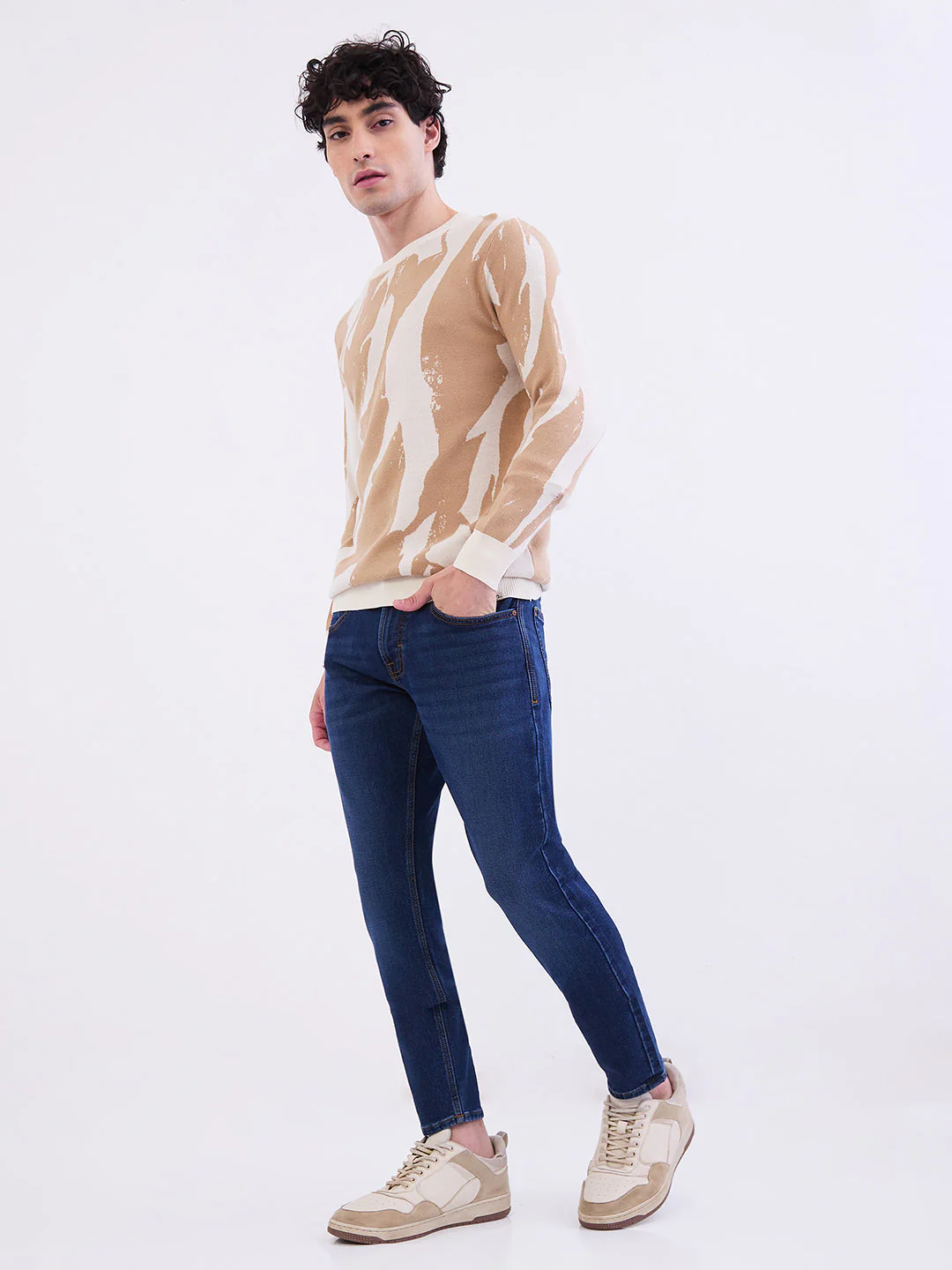 Men Jeans Slim Fit Dark Blue Mid Rise - Image 5