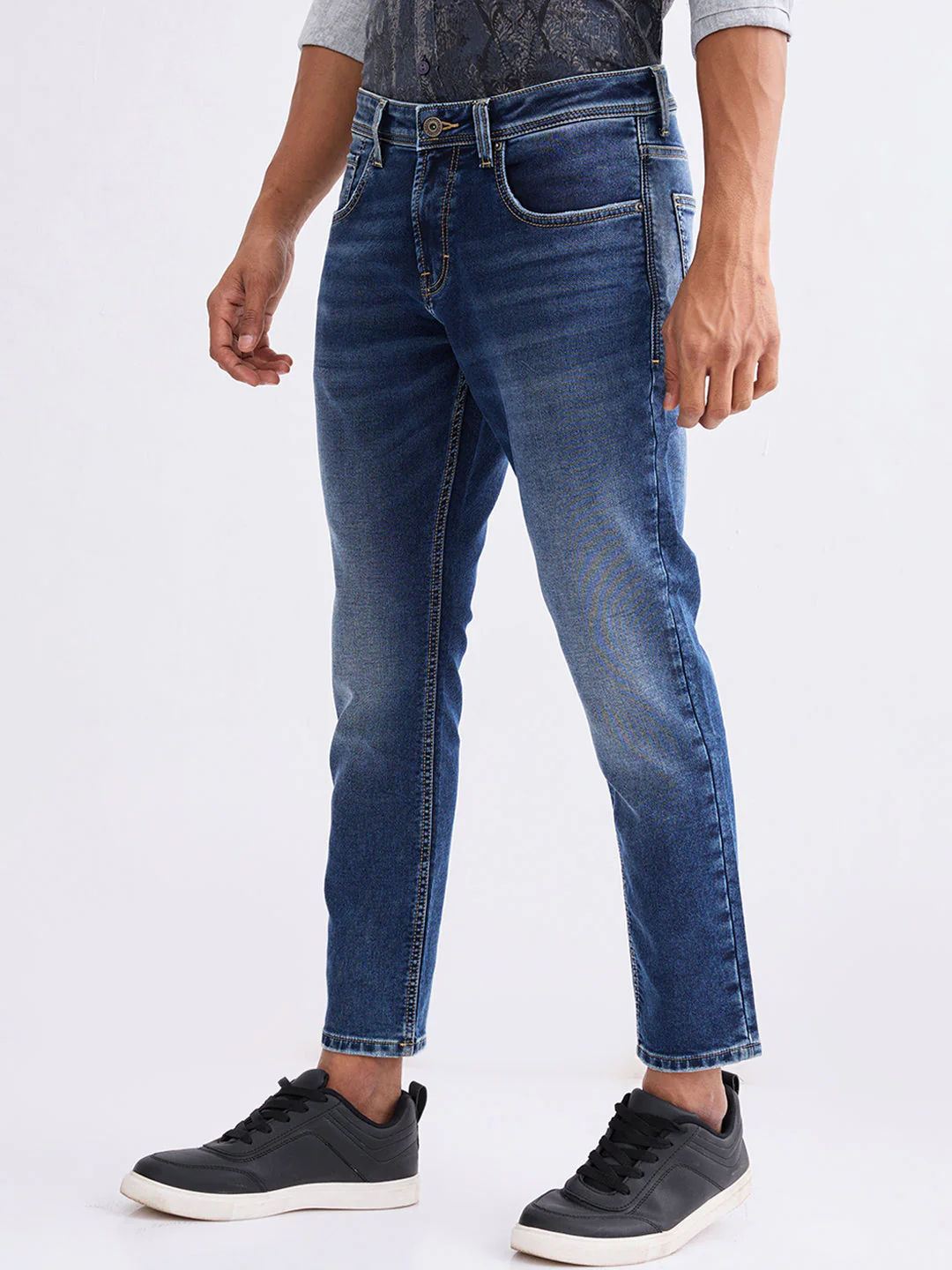 Men Jeans Slim Fit Grey Mid Rise - Image 2