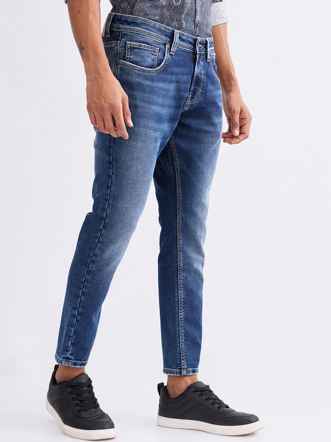 Men Jeans Slim Fit Grey Mid Rise - Image 3