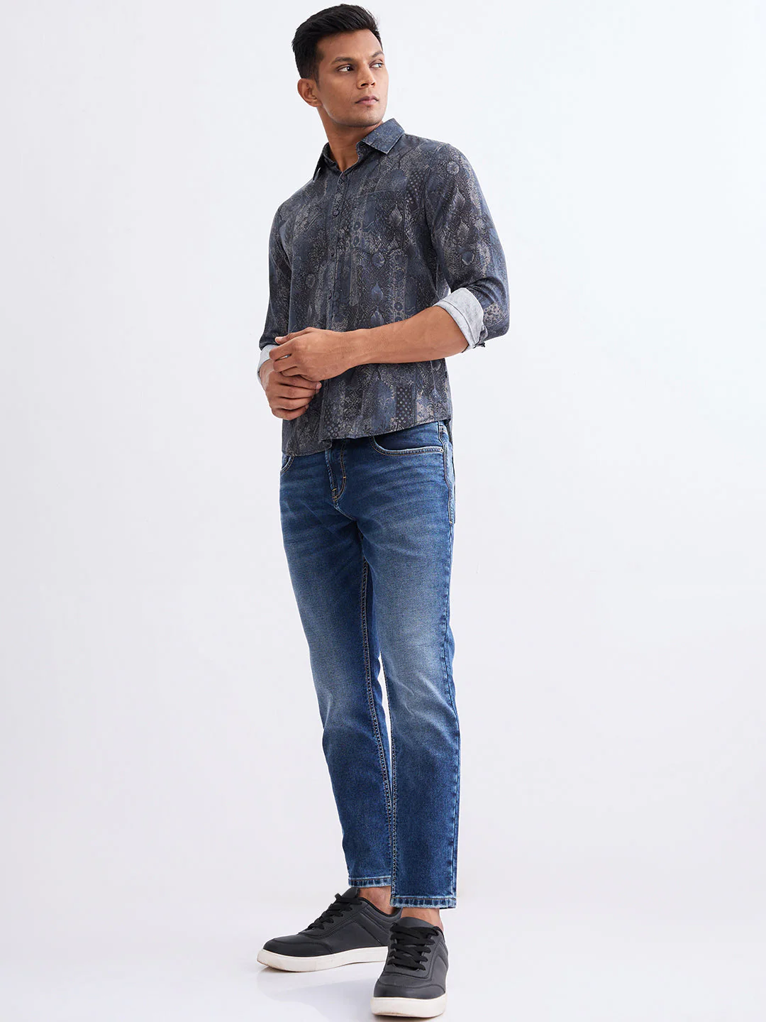 Men Jeans Slim Fit Grey Mid Rise - Image 5