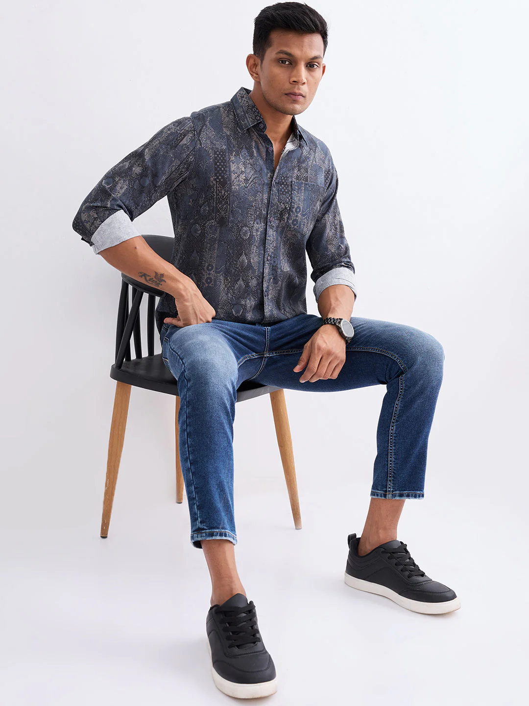 Men Jeans Slim Fit Grey Mid Rise - Image 9
