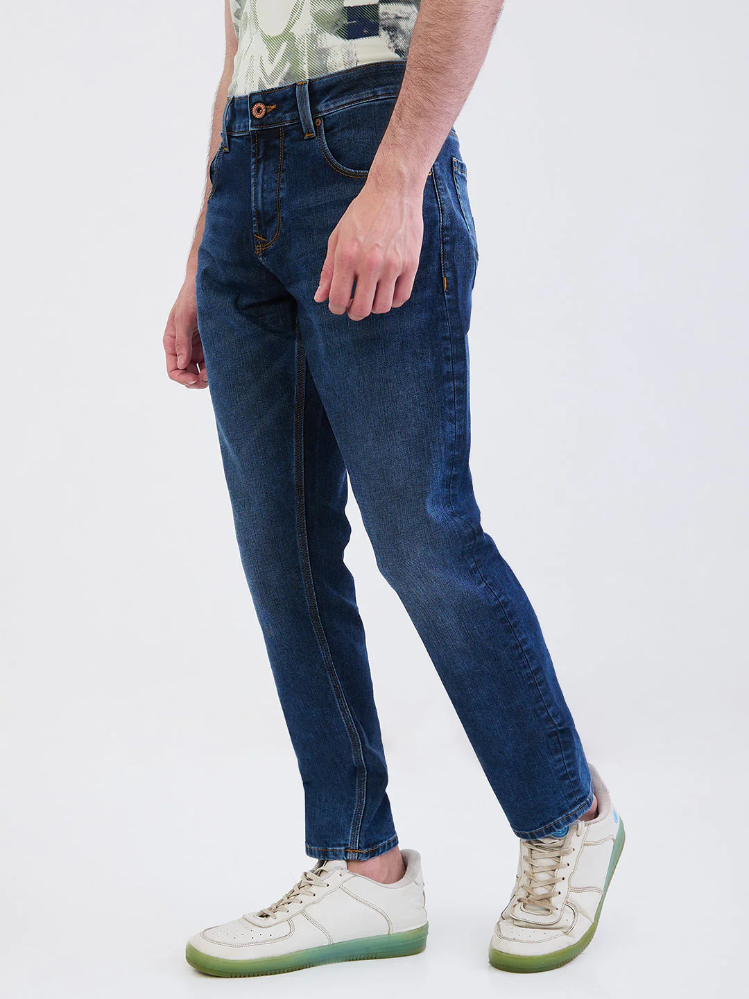 Men Jeans Slim Fit Blue Mid Rise - Image 4