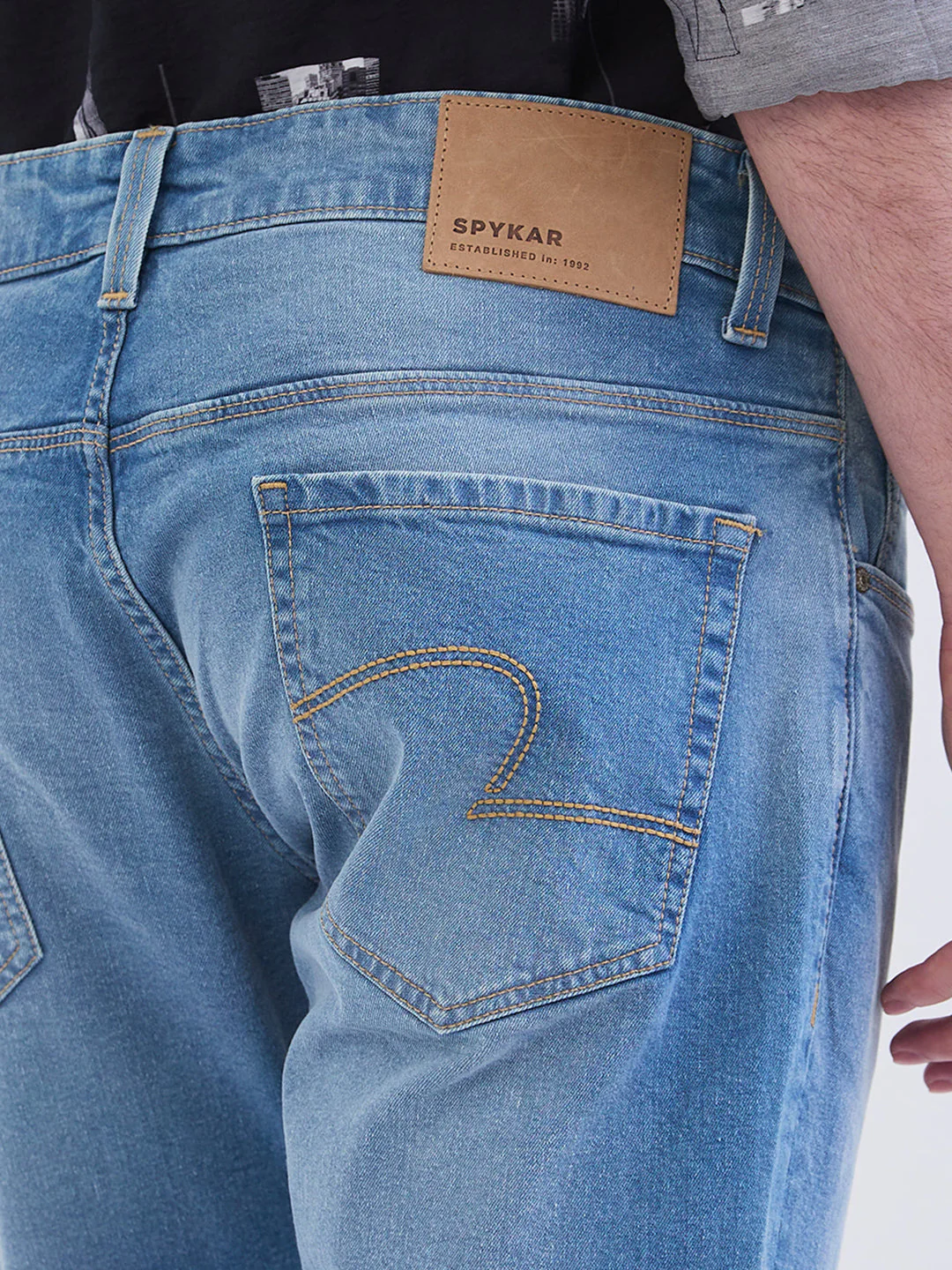 Men Jeans Slim Fit Light Blue Mid Rise - Image 8
