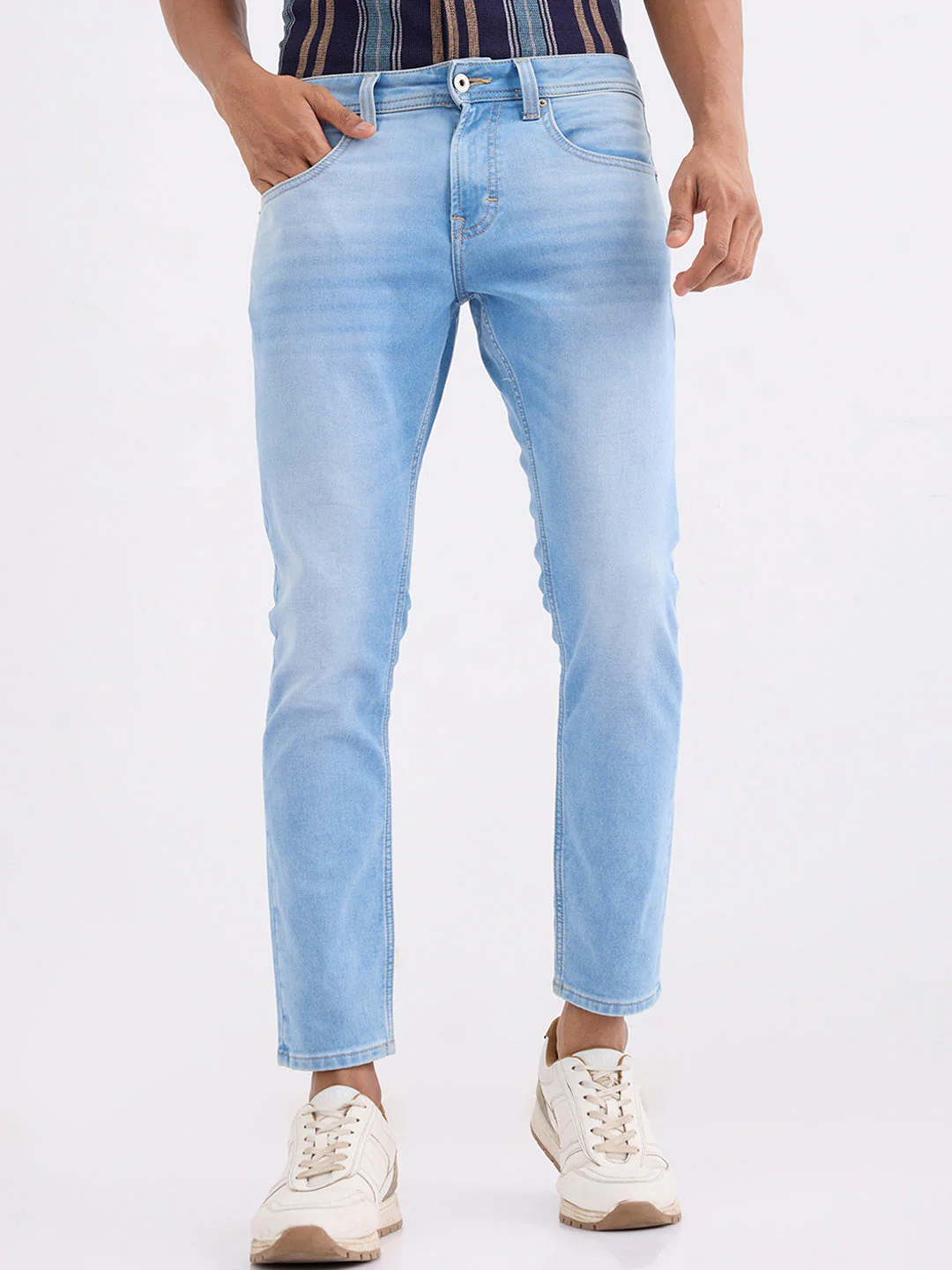Men Jeans Slim Fit Blue Mid Rise