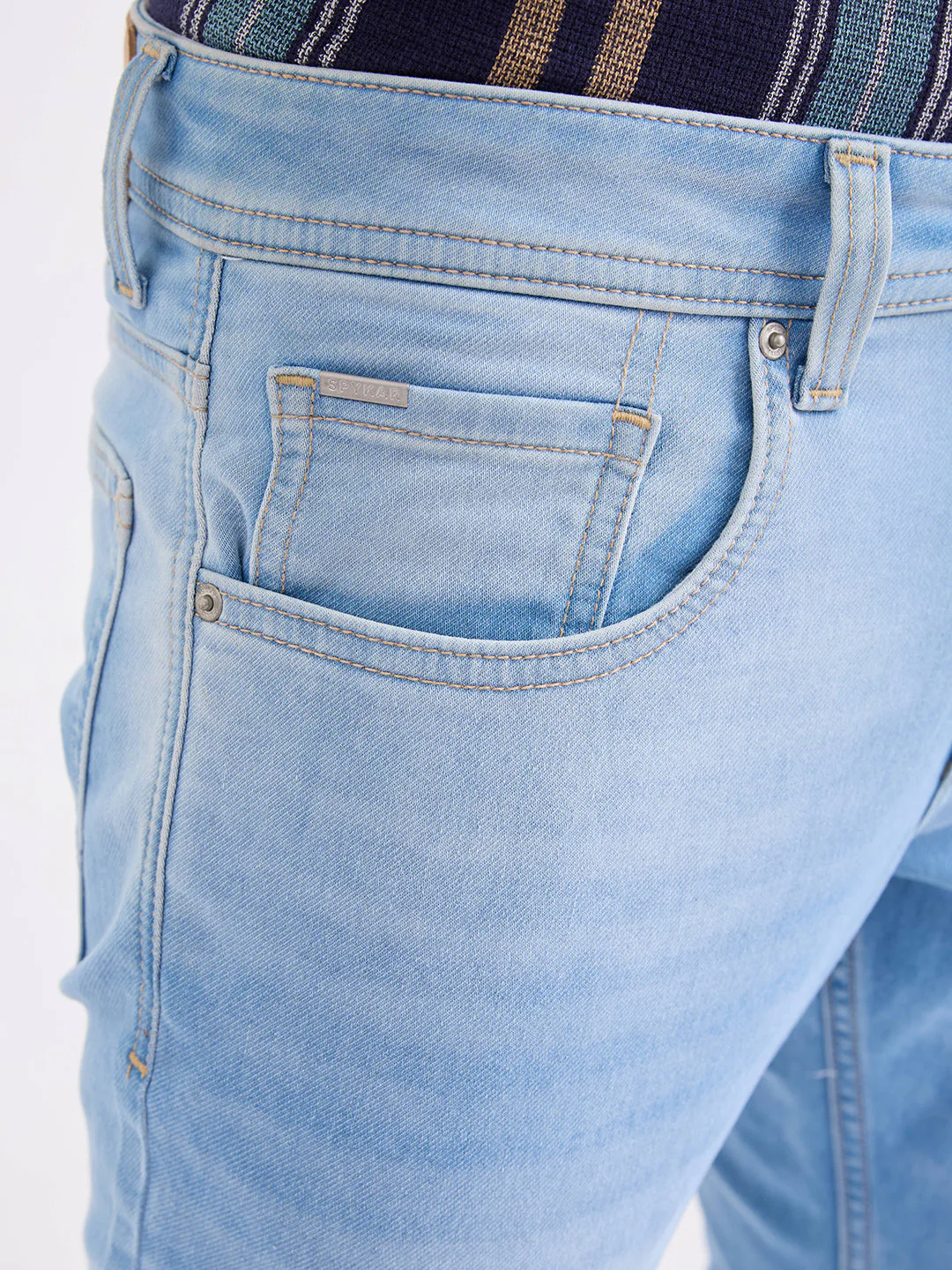 Men Jeans Slim Fit Blue Mid Rise - Image 5