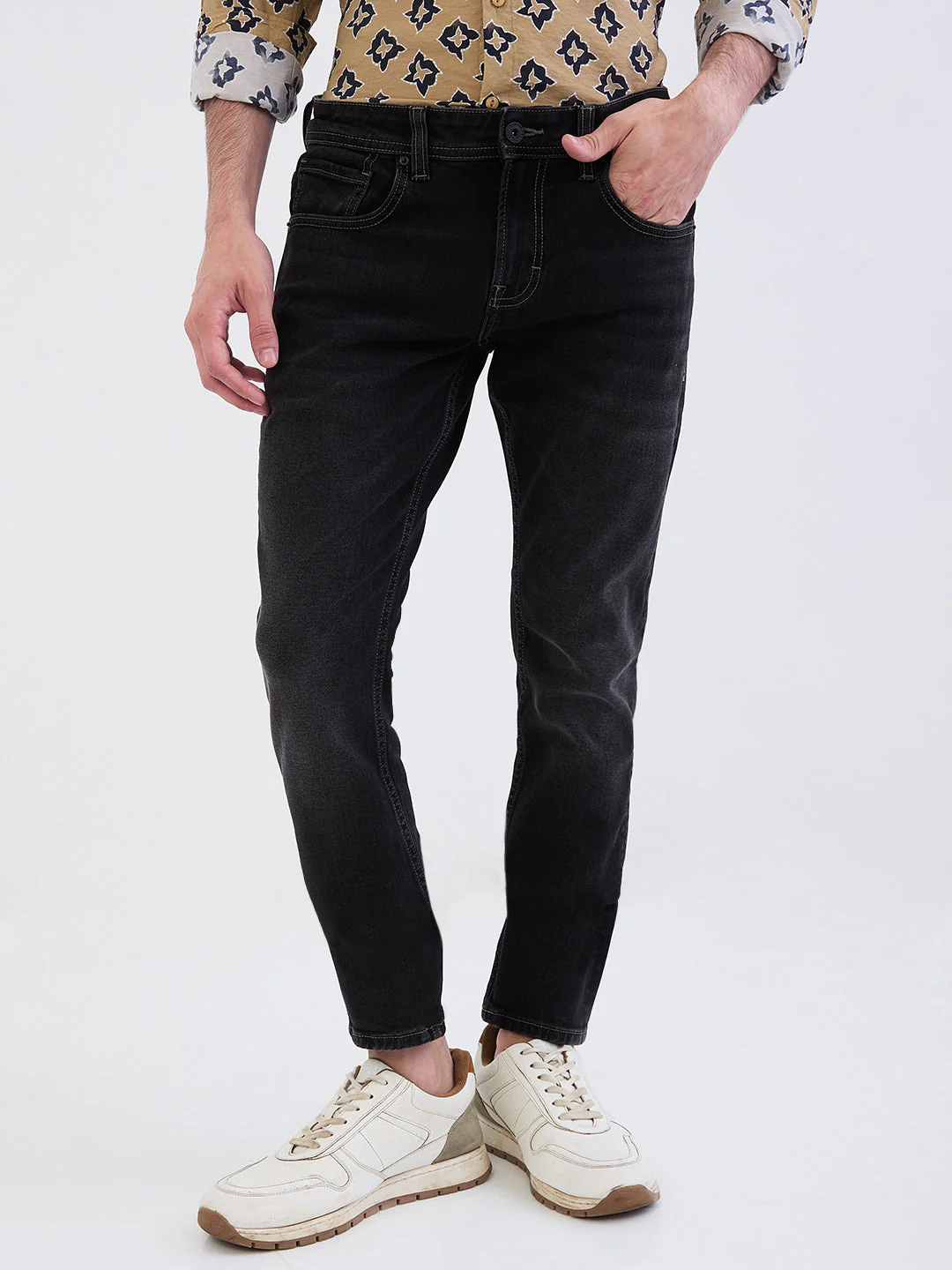 Men Jeans Slim Fit Black Mid Rise