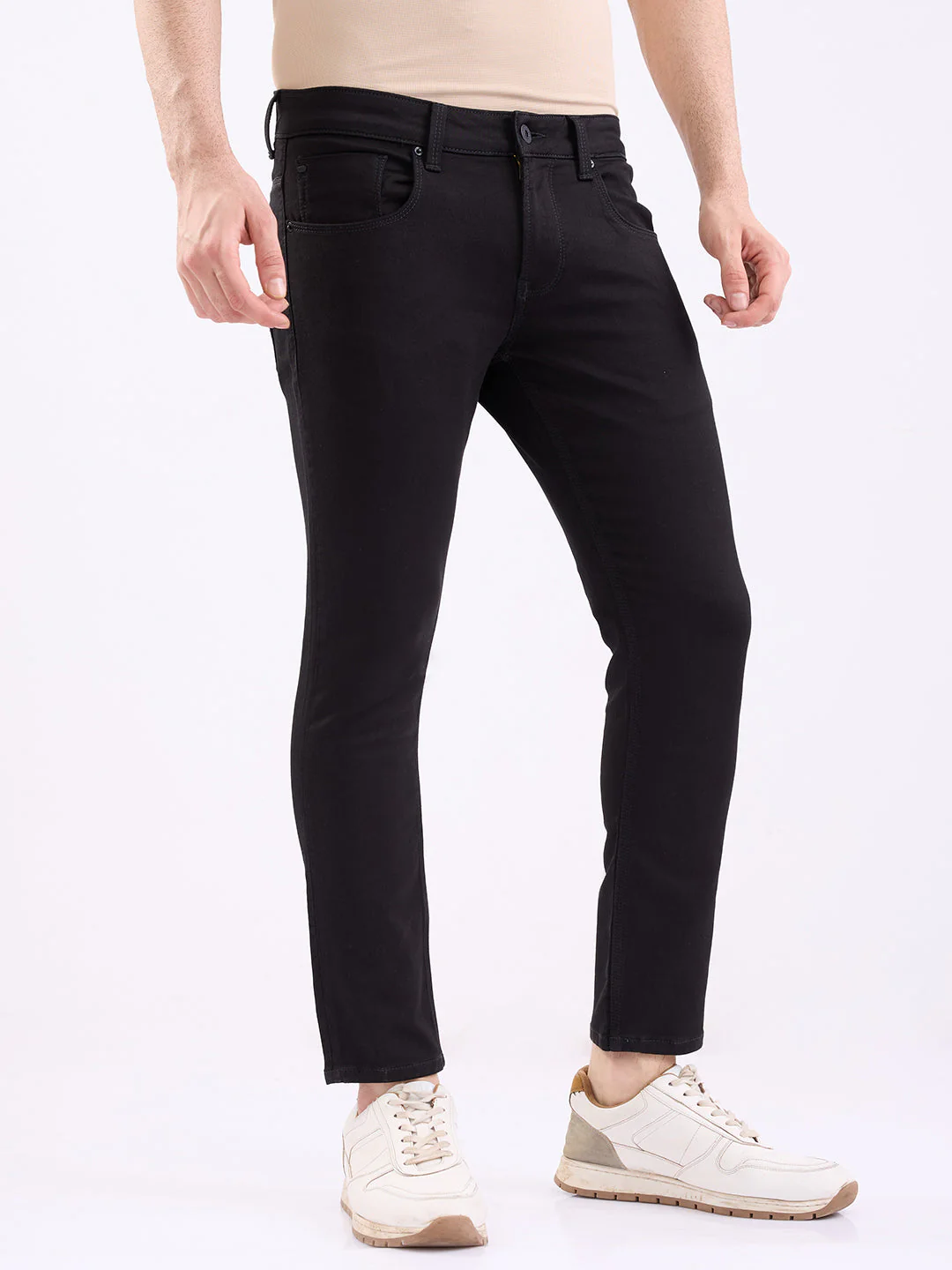 Men Jeans Slim Fit Black Mid Rise - Image 2
