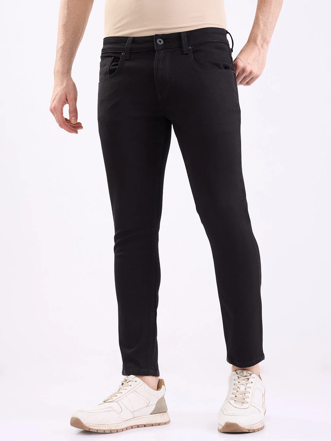 Men Jeans Slim Fit Black Mid Rise - Image 3