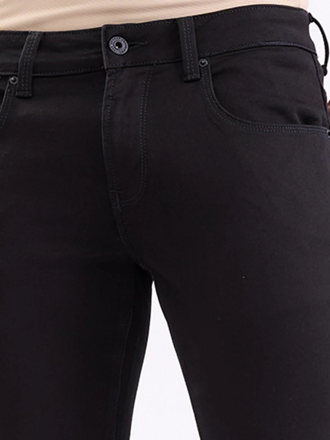 Men Jeans Slim Fit Black Mid Rise - Image 6
