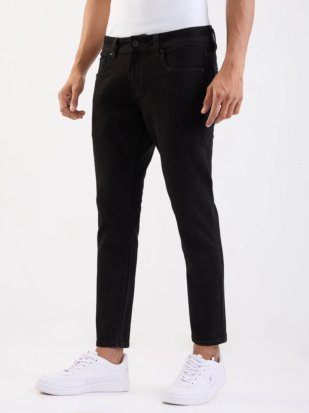 Men Jeans Slim Fit Black Mid Rise - Image 3