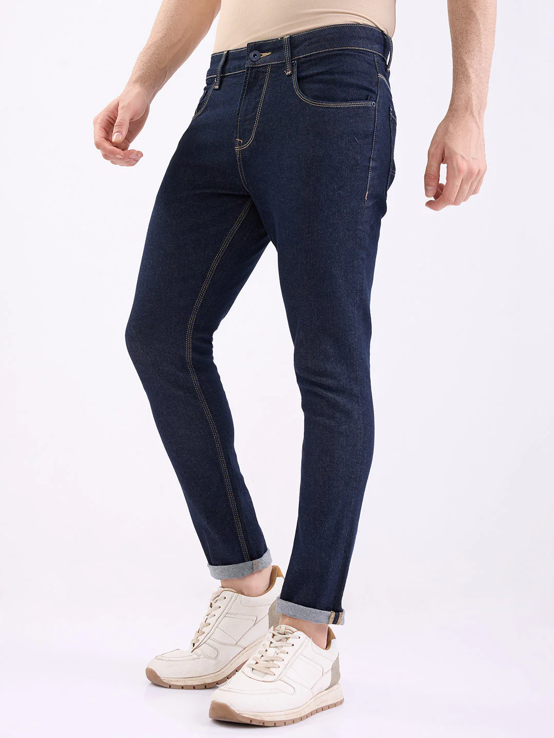 Men Jeans Slim Fit Blue Mid Rise - Image 3