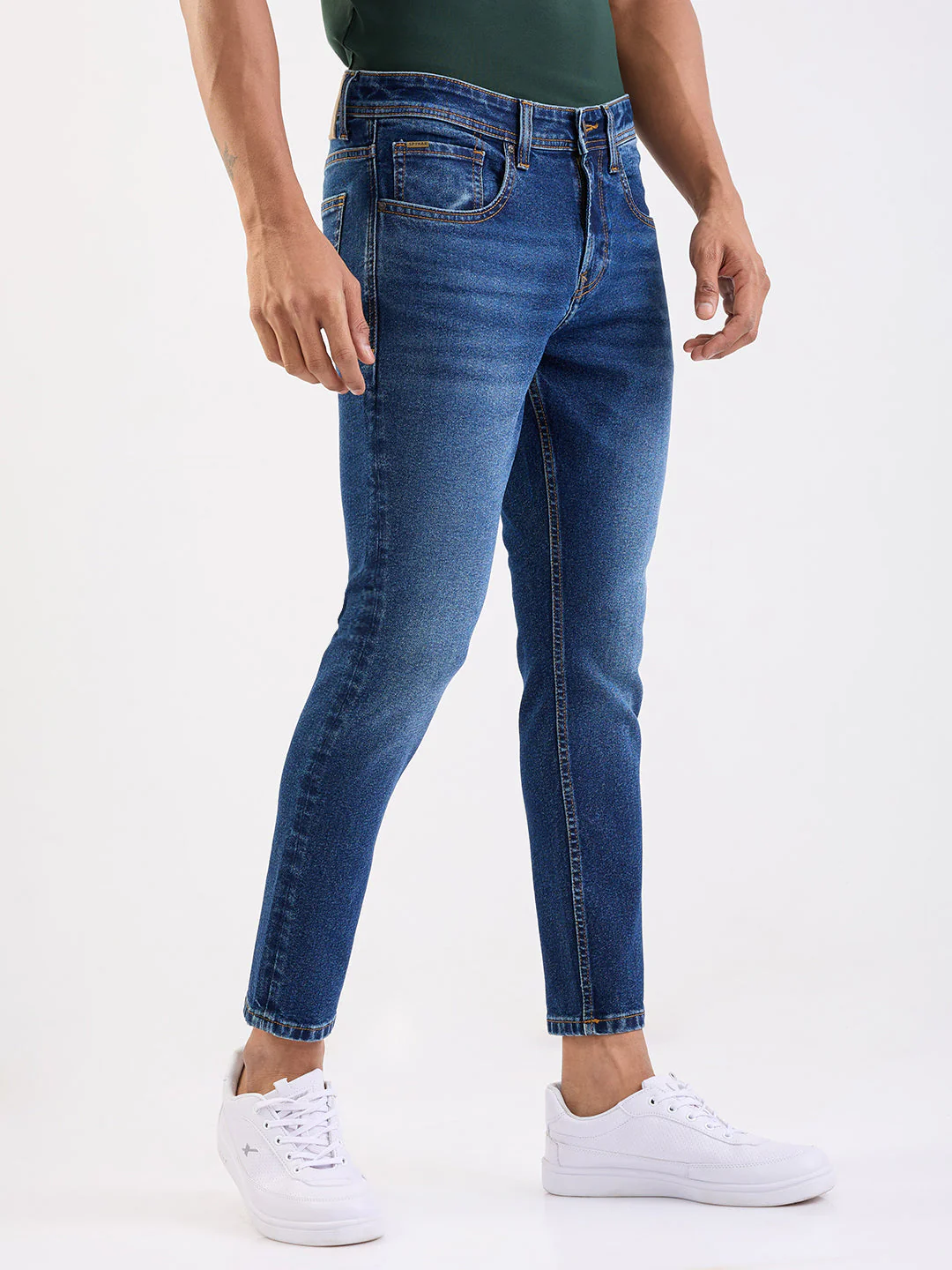 Men Jeans Slim Fit Dark Blue Mid Rise - Image 2
