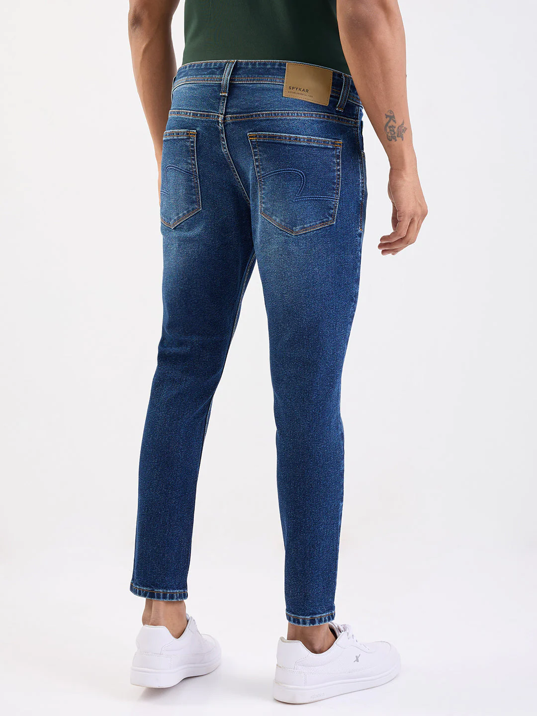Men Jeans Slim Fit Dark Blue Mid Rise - Image 4