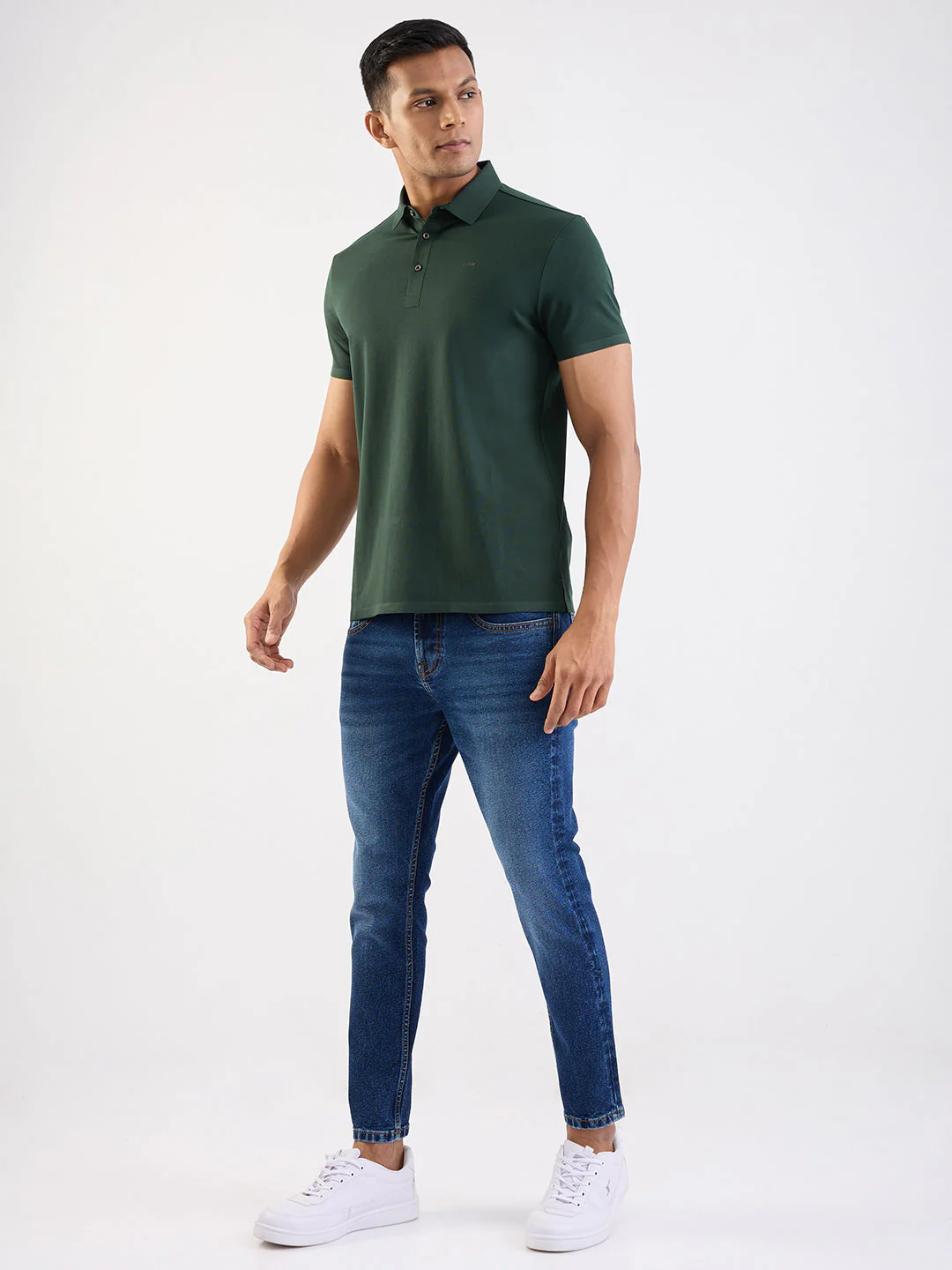 Men Jeans Slim Fit Dark Blue Mid Rise - Image 5