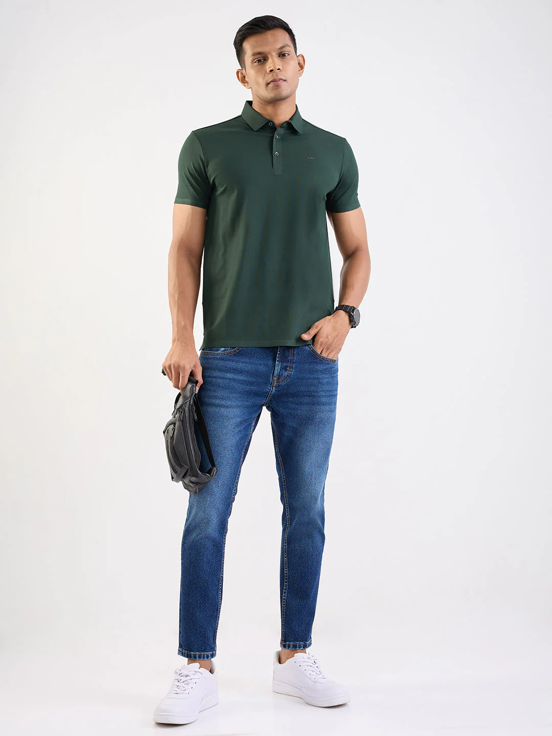 Men Jeans Slim Fit Dark Blue Mid Rise - Image 7