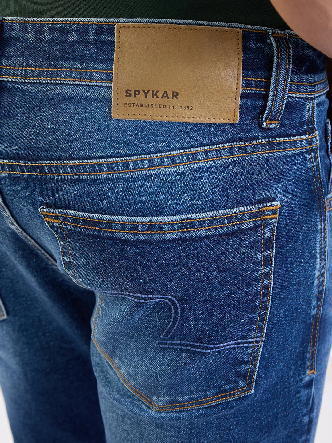 Men Jeans Slim Fit Dark Blue Mid Rise - Image 8