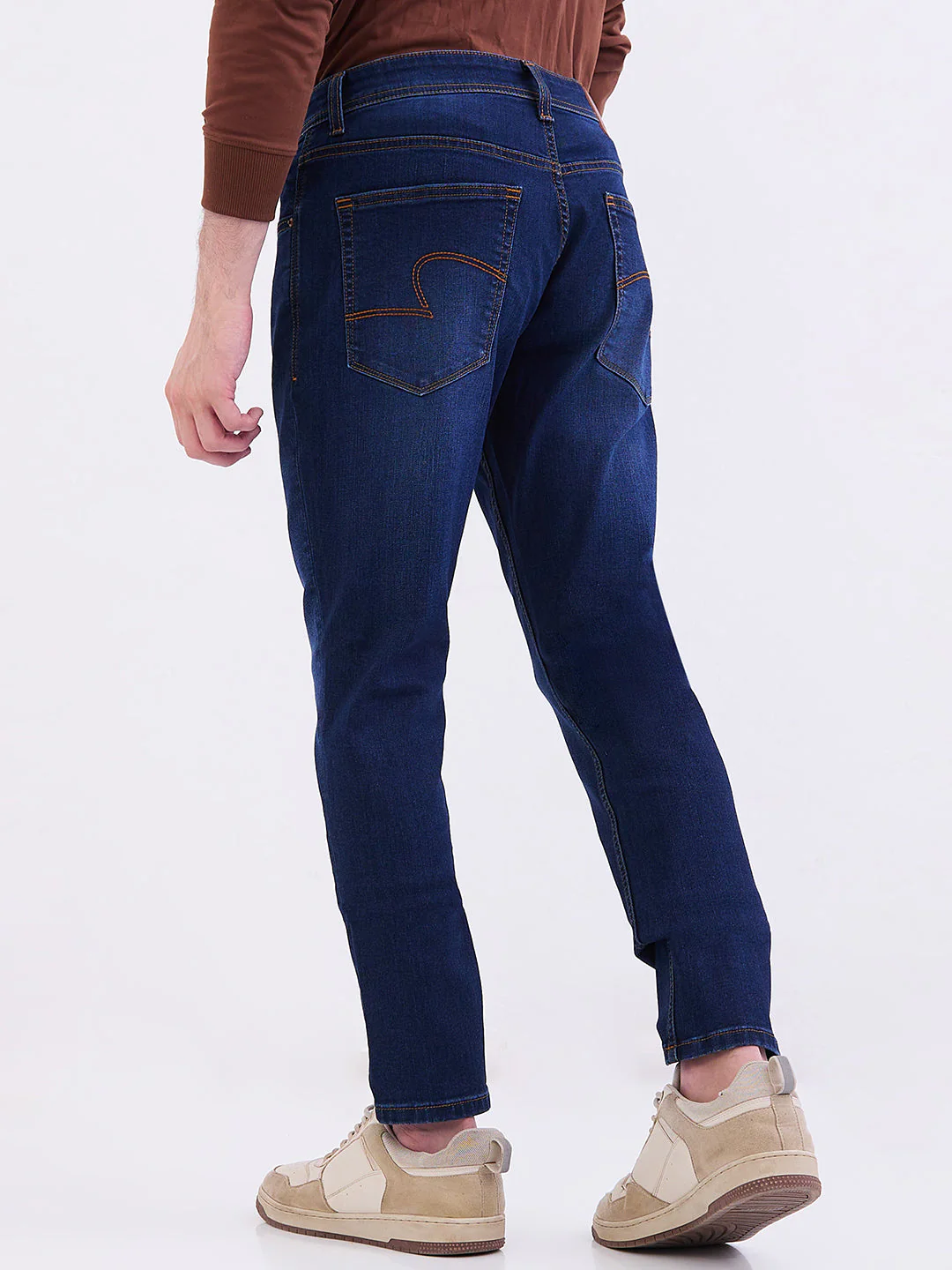 Men Jeans Slim Fit Dark Blue Mid Rise - Image 4
