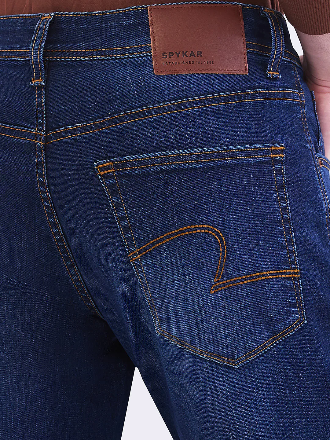 Men Jeans Slim Fit Dark Blue Mid Rise - Image 8