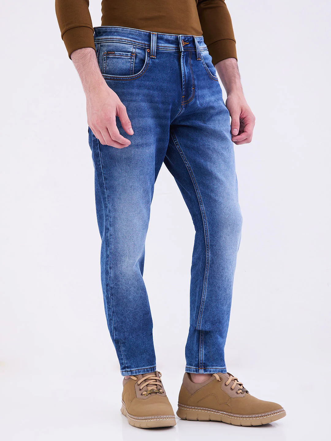 Men Jeans Slim Fit Blue Mid Rise - Image 2