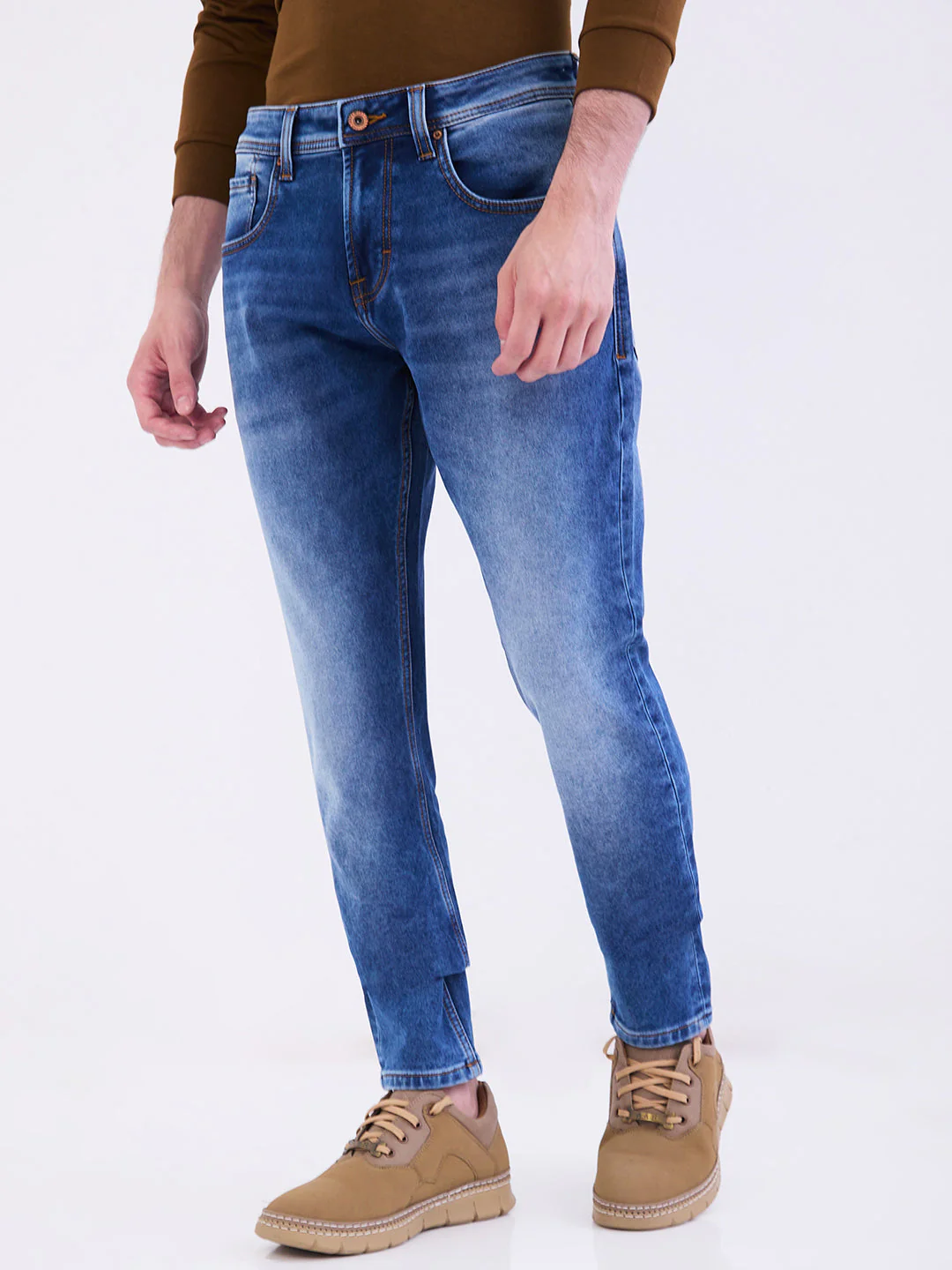 Men Jeans Slim Fit Blue Mid Rise - Image 3