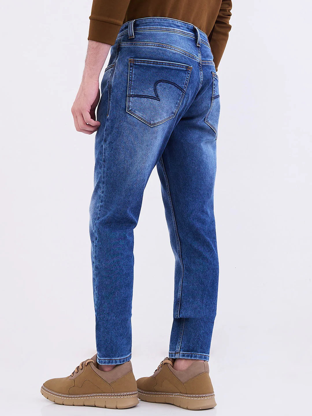 Men Jeans Slim Fit Blue Mid Rise - Image 4