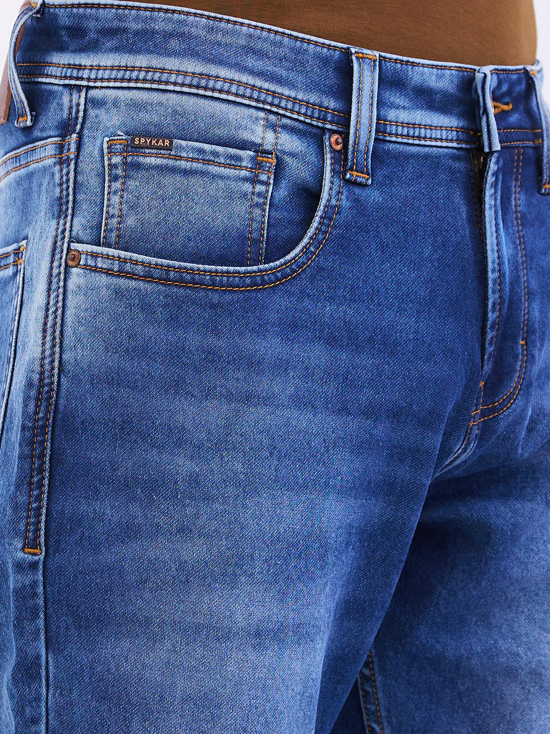 Men Jeans Slim Fit Blue Mid Rise - Image 6