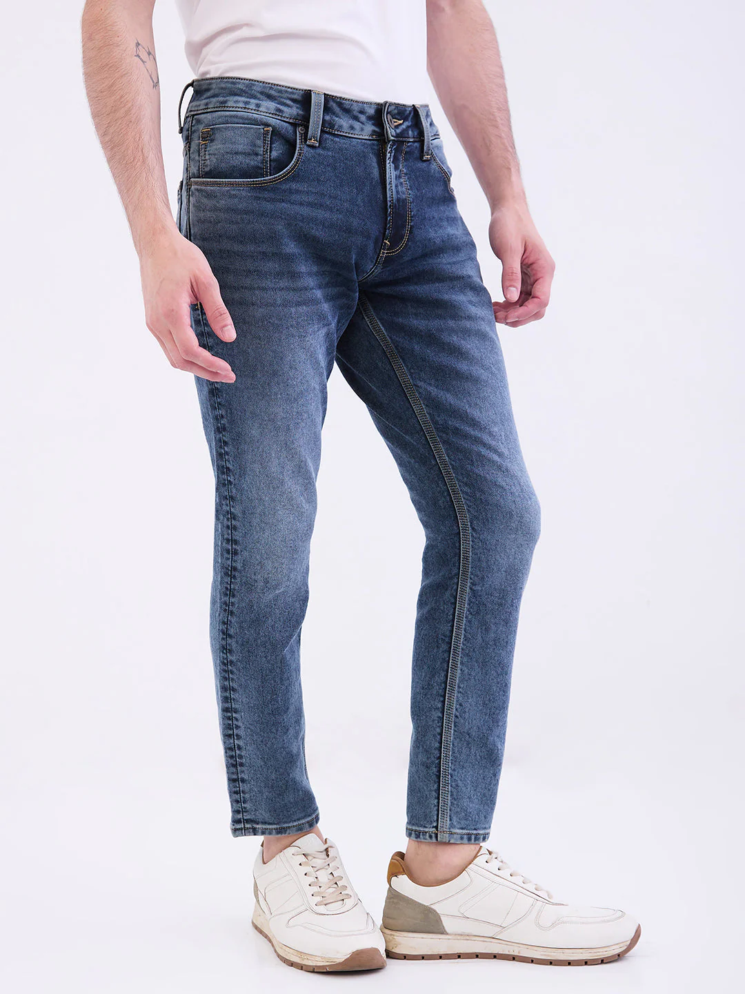 Men Jeans Slim Fit Grey Mid Rise - Image 2