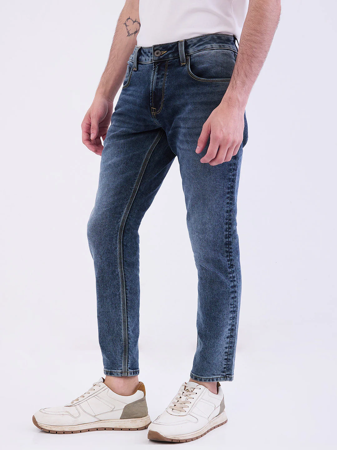 Men Jeans Slim Fit Grey Mid Rise - Image 3