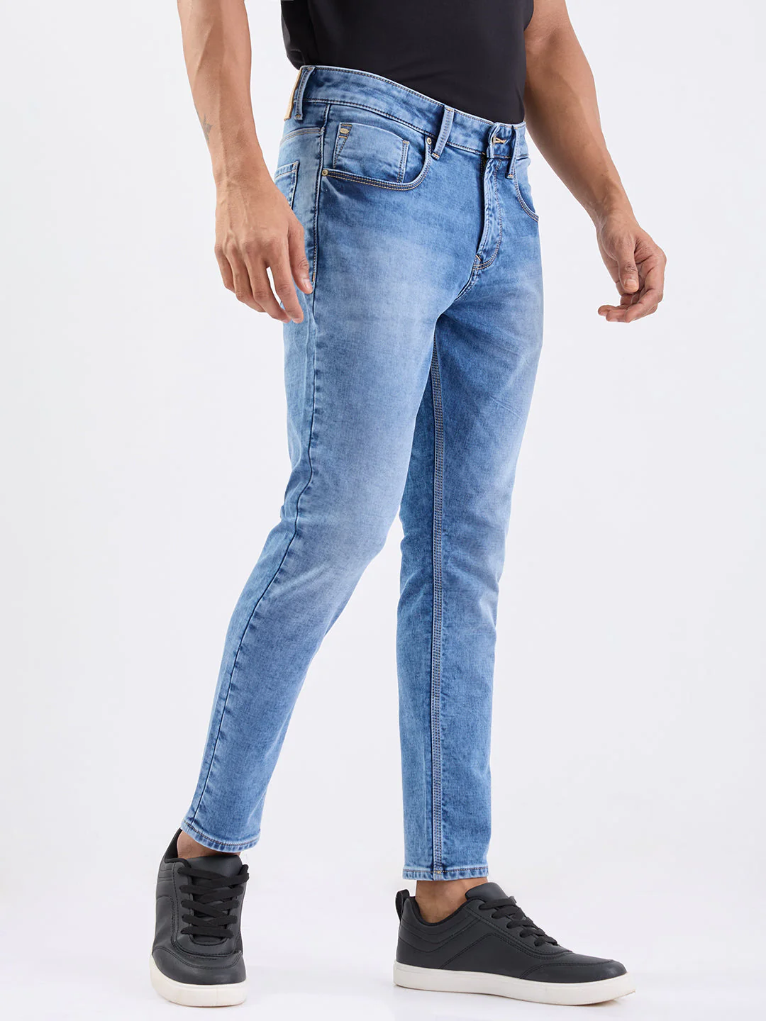Men Jeans Slim Fit Light Blue Mid Rise - Image 2