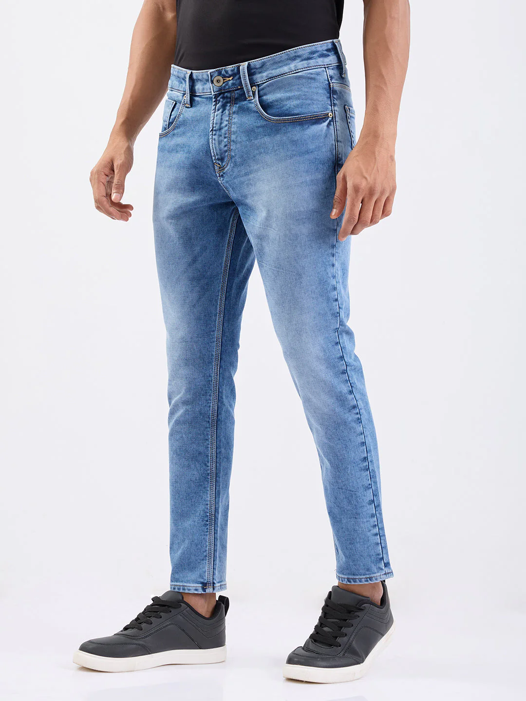 Men Jeans Slim Fit Light Blue Mid Rise - Image 3