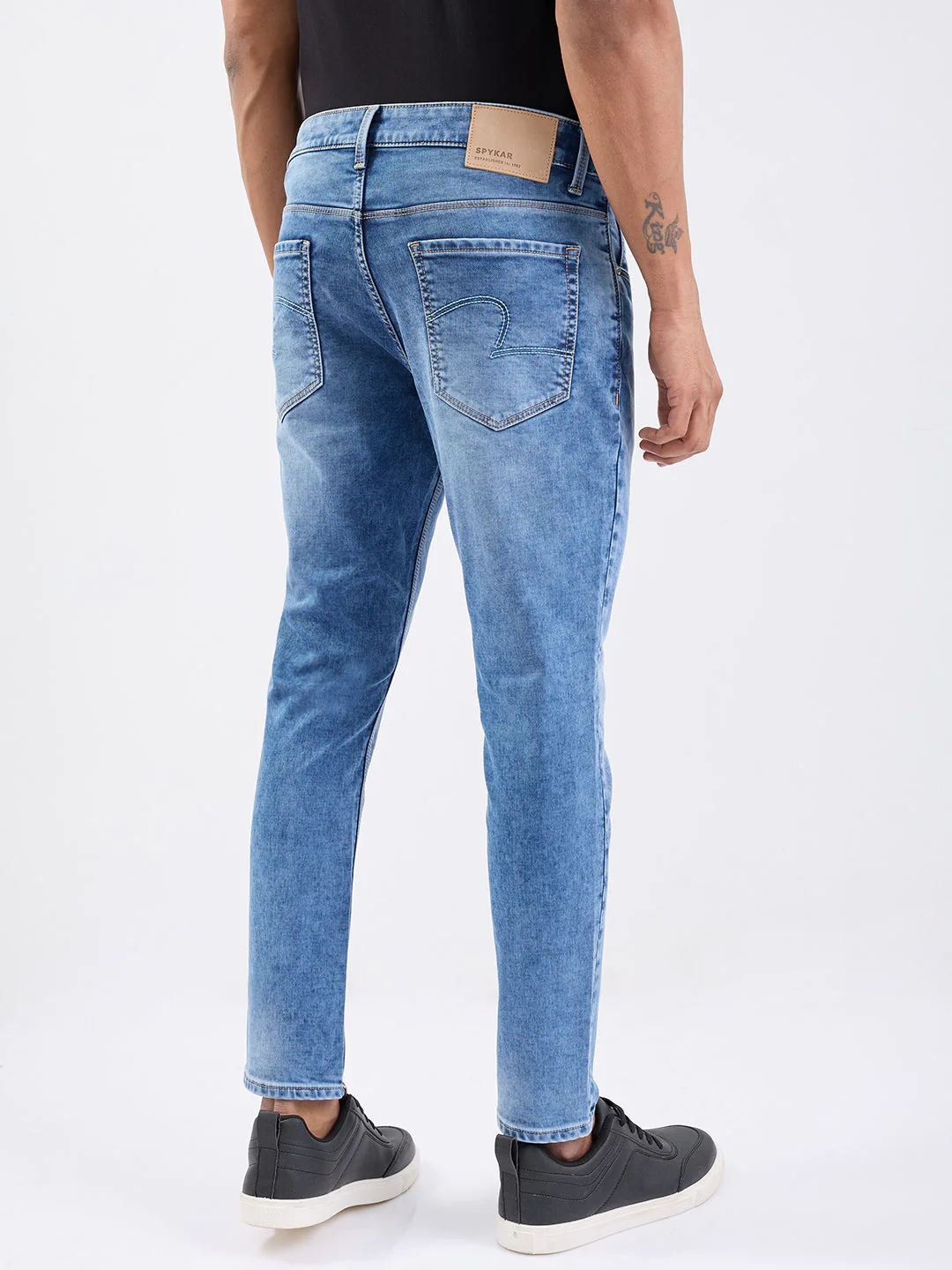 Men Jeans Slim Fit Light Blue Mid Rise - Image 4
