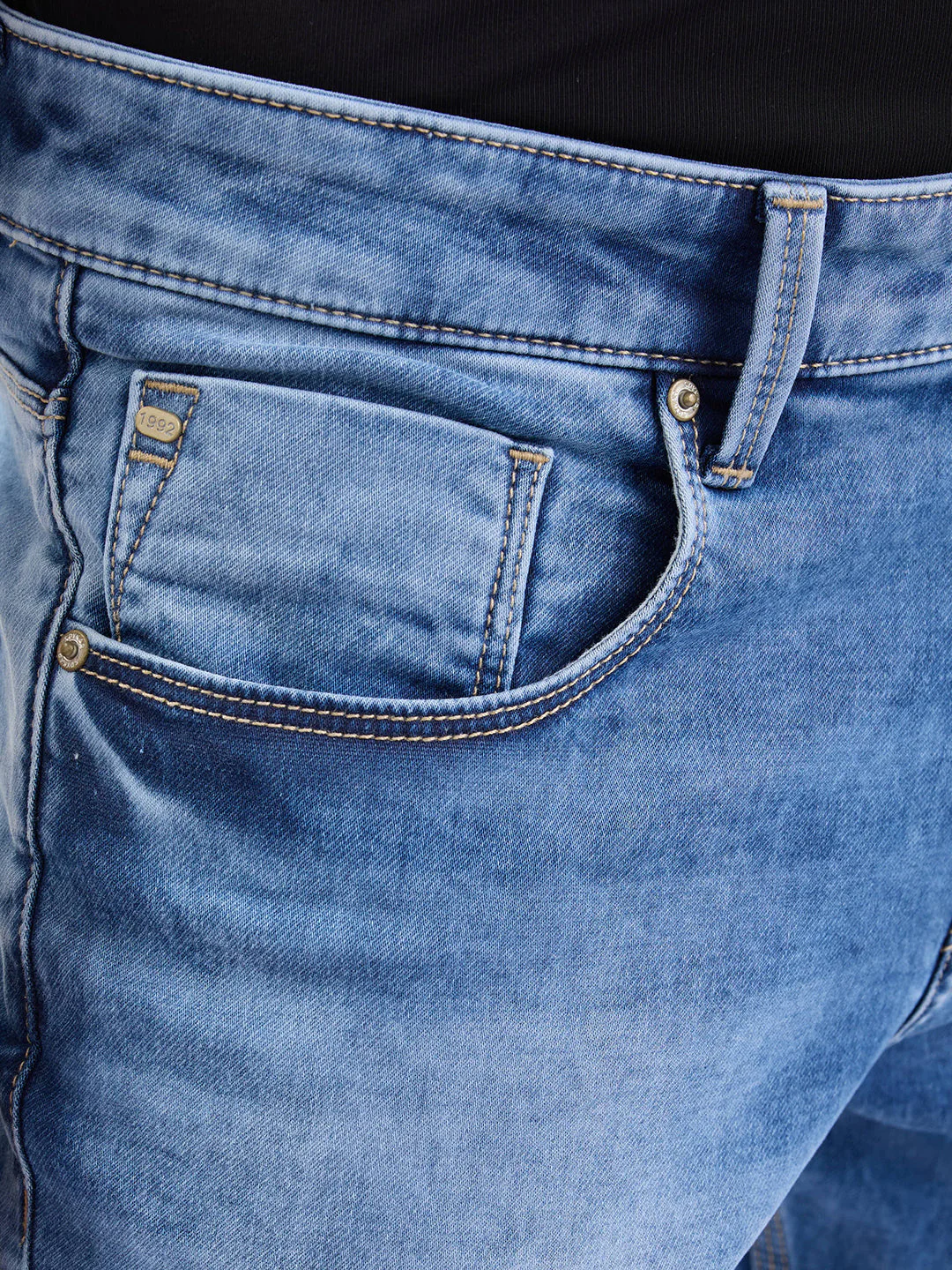 Men Jeans Slim Fit Light Blue Mid Rise - Image 6