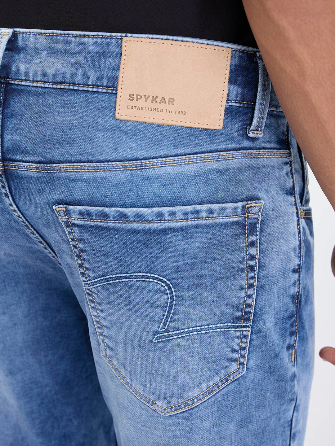 Men Jeans Slim Fit Light Blue Mid Rise - Image 8