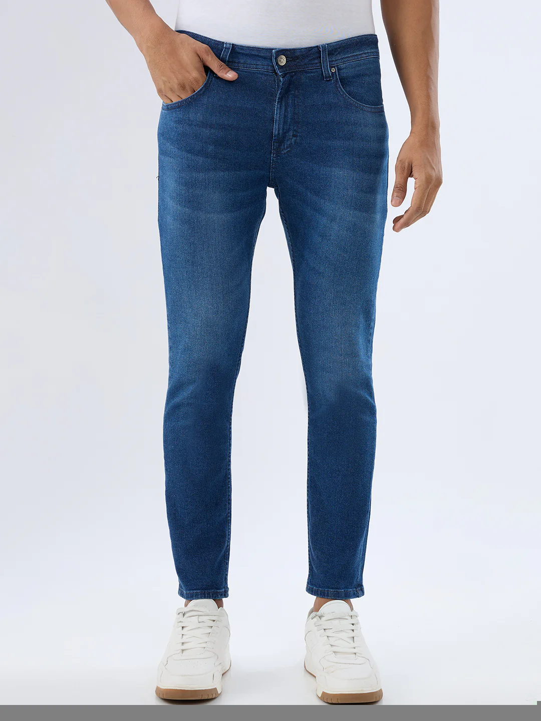 Men Kano Jeans Slim Fit Blue Mid Rise