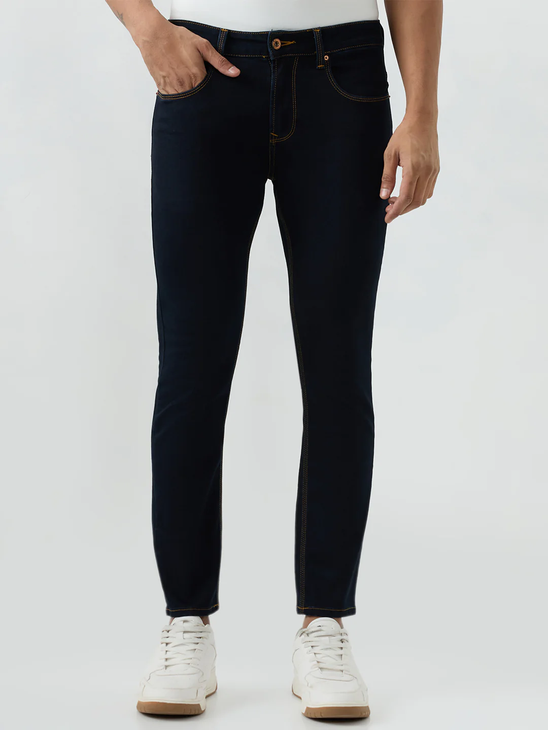 Men Kano Jeans Slim Fit Blue Low Rise
