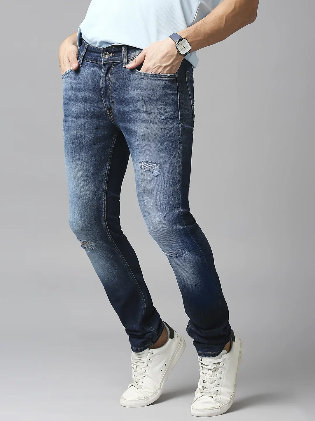 Men Rover Jeans Regular Fit Mid Blue Mid Rise - Image 2