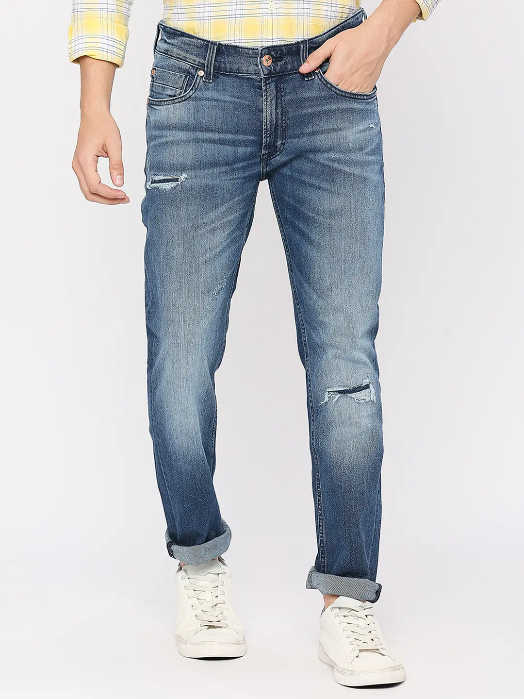 Men Rover Jeans Regular Fit Mid Blue Mid Rise - Image 3