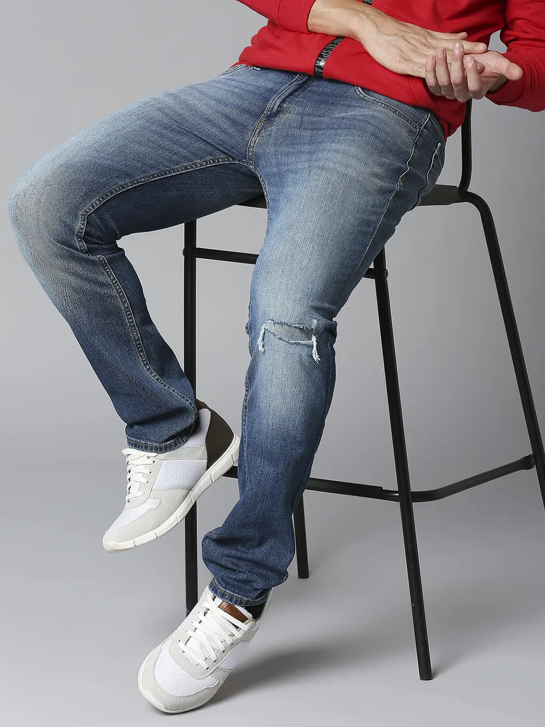 Men Rover Jeans Regular Fit Mid Blue Mid Rise