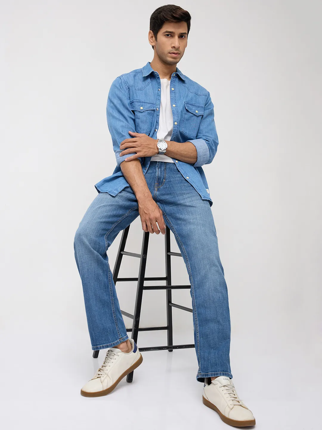 Men Chico Jeans Relaxed Fit Mid Blue Mid Rise - Image 7