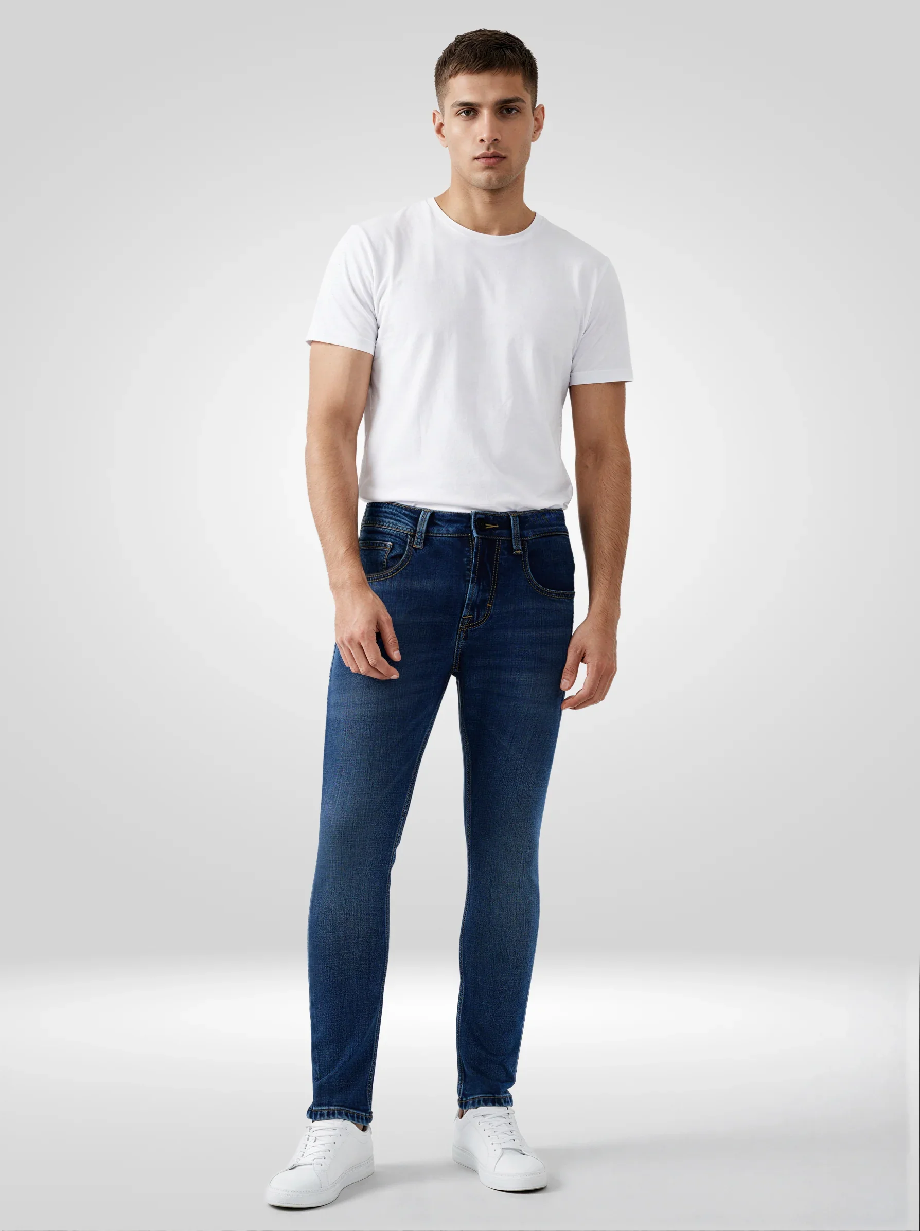 Men Kano Jeans Slim Fit Mid Blue Mid Rise