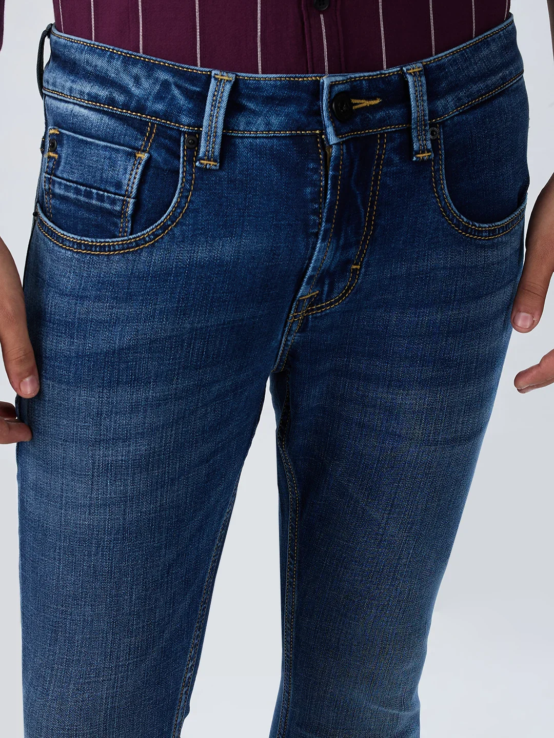 Men Kano Jeans Slim Fit Mid Blue Mid Rise - Image 4