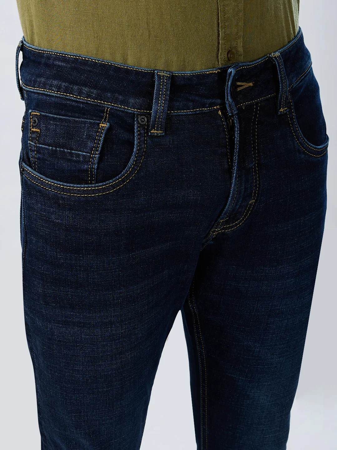 Men Kano Jeans Slim Fit Dark Blue Mid Rise - Image 4
