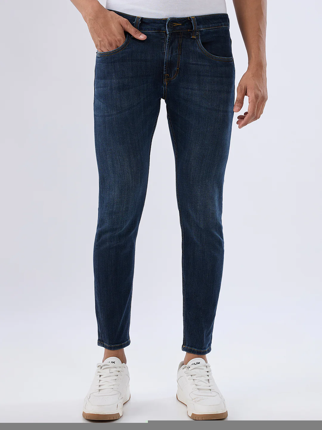 Men Kano Jeans Slim Fit Blue Mid Rise
