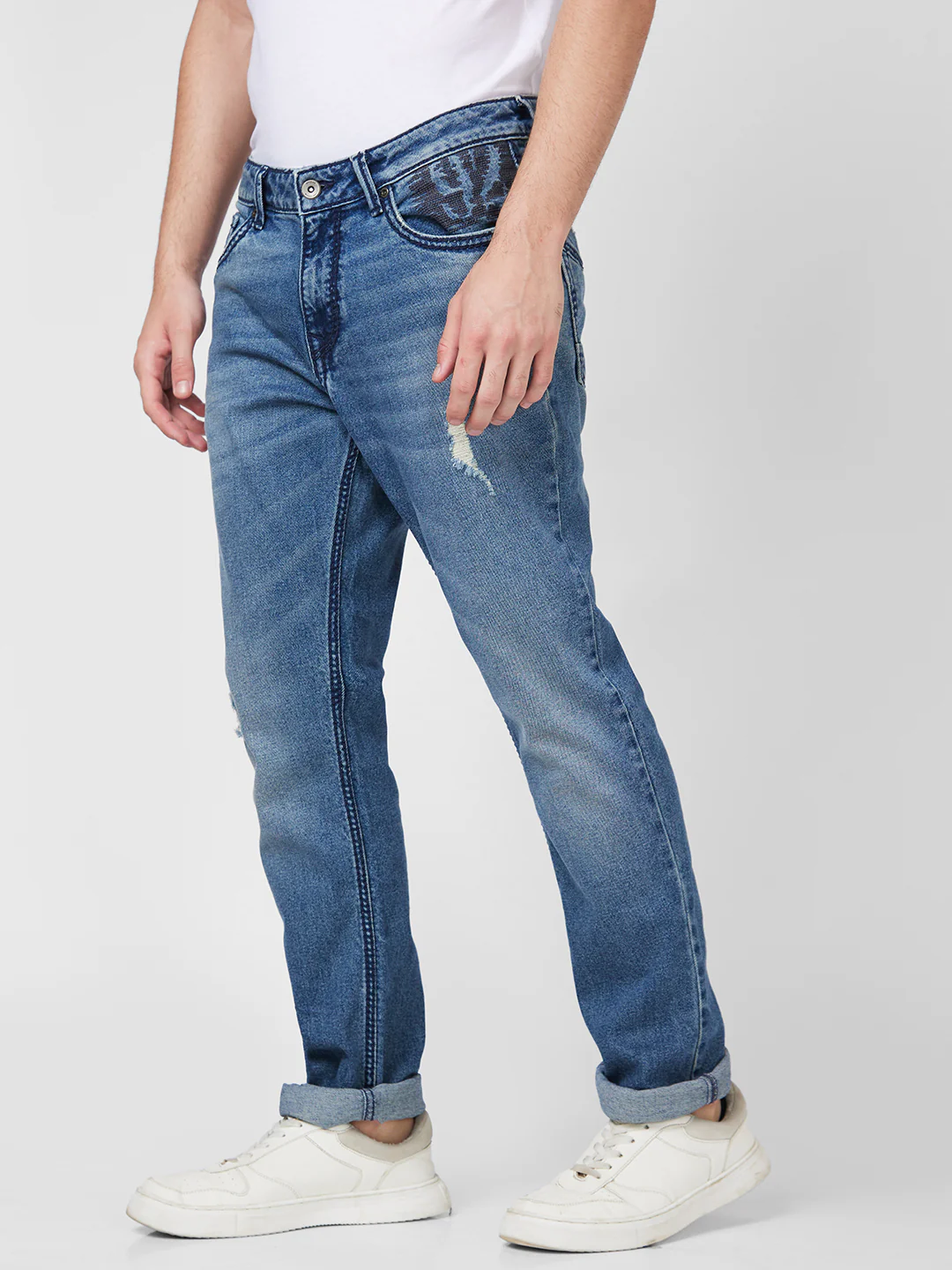Men Jeans Regular Fit Blue Mid Rise - Image 3