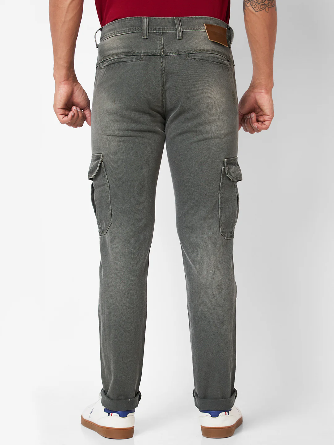 Men Jeans Regular Fit Green Mid Rise - Image 3