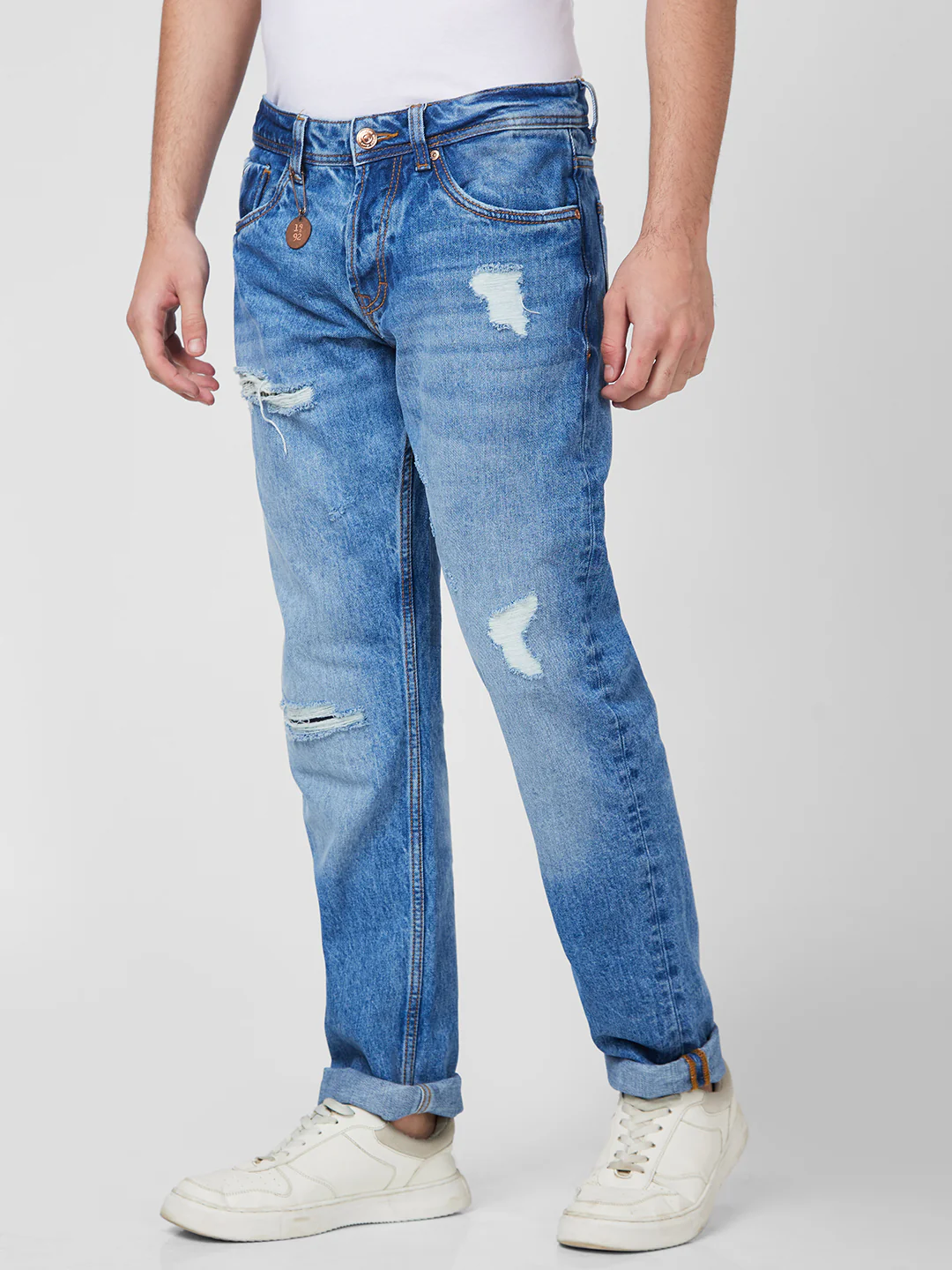 Men Jeans Comfort Fit Blue Low Rise - Image 4