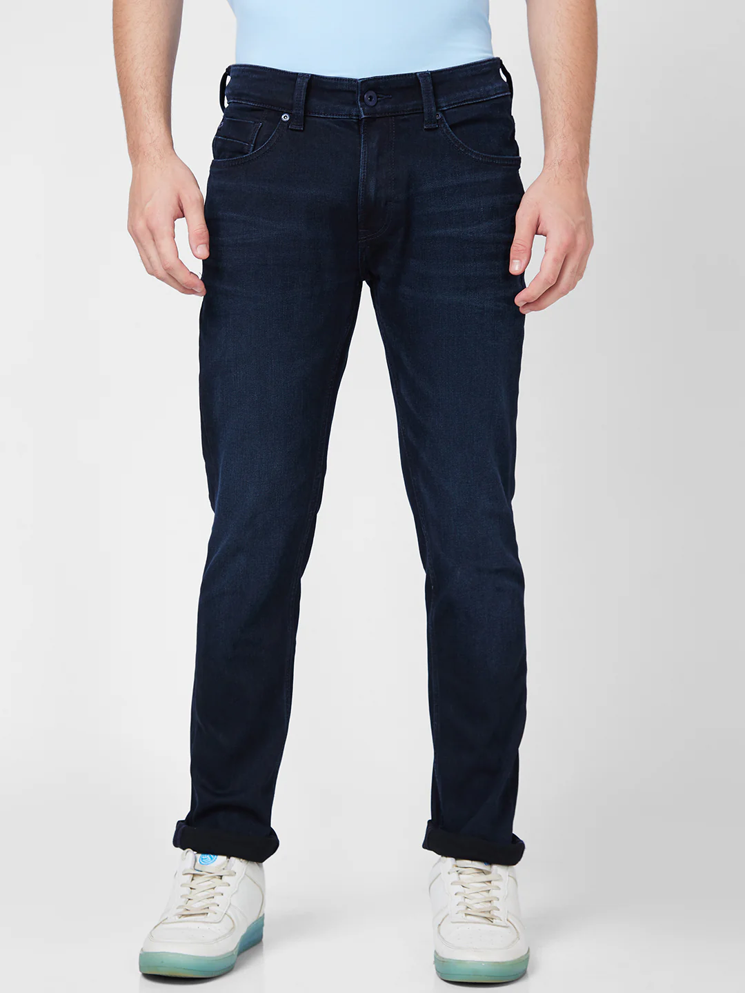 Men Jeans Regular Fit Blue Mid Rise